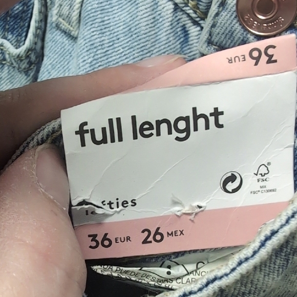 Lefties Blue High Rise Slim Fit Jeans. Size 36 Euro (Approx 26-27 US). NWT. - Picture 8 of 13